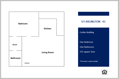 Floor plan for 1 bed, 1 bath, 575 sqft
